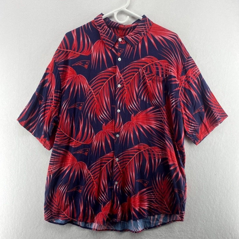 Patriots NFL‎ Team Apparel Hawaiian Button Down Shirt Mens Size 2XL